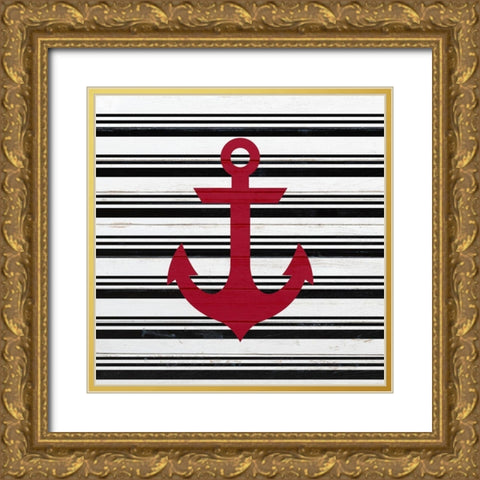 Anchor Compass 1 Gold Ornate Wood Framed Art Print with Double Matting by Kimberly, Allen