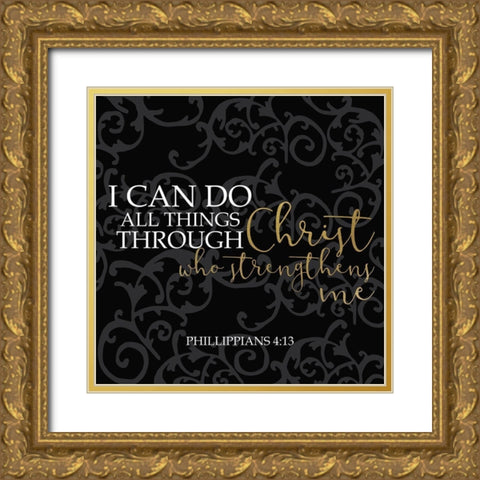 I Can Black Square Gold Ornate Wood Framed Art Print with Double Matting by Kimberly, Allen