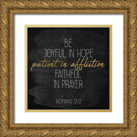 Be Joyful Black Square Gold Ornate Wood Framed Art Print with Double Matting by Kimberly, Allen