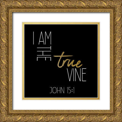I am the True Vine Black Square Gold Ornate Wood Framed Art Print with Double Matting by Kimberly, Allen