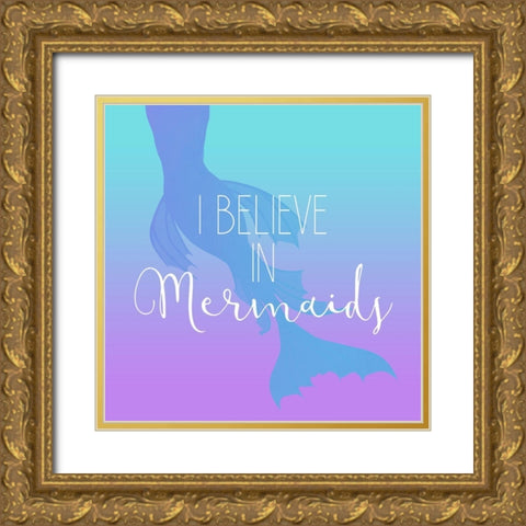 Mermaids 4 Gold Ornate Wood Framed Art Print with Double Matting by Kimberly, Allen