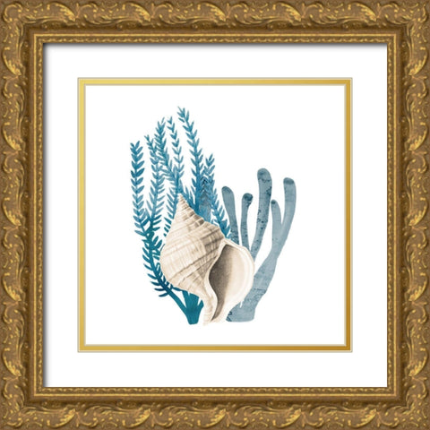 Coral Cove Blue 2 Gold Ornate Wood Framed Art Print with Double Matting by Kimberly, Allen
