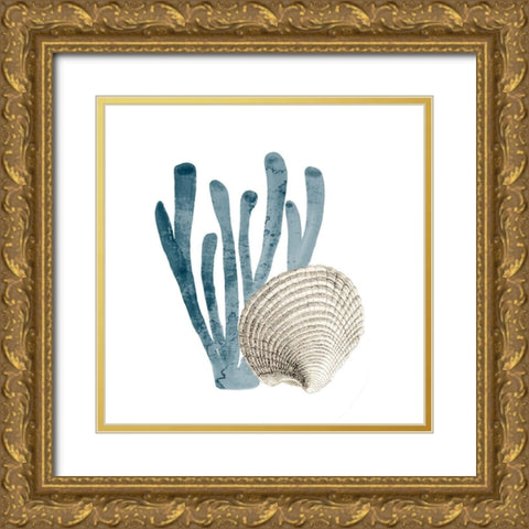 Coral Cove Blue 4 Gold Ornate Wood Framed Art Print with Double Matting by Kimberly, Allen