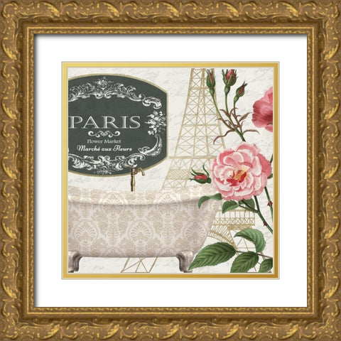Salle de Bains 1 Gold Ornate Wood Framed Art Print with Double Matting by Kimberly, Allen