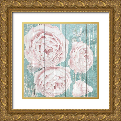 On Teal 1 Gold Ornate Wood Framed Art Print with Double Matting by Kimberly, Allen