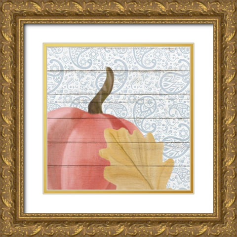Paisley Fall 1 Gold Ornate Wood Framed Art Print with Double Matting by Kimberly, Allen