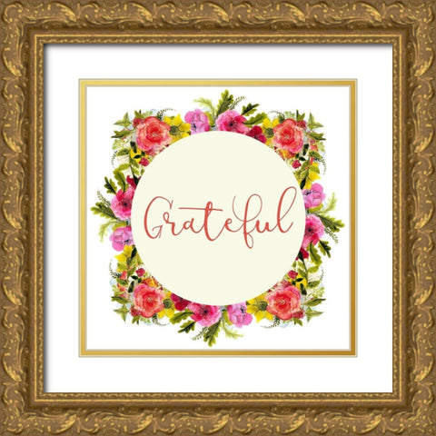 Grateful Wreath Gold Ornate Wood Framed Art Print with Double Matting by Kimberly, Allen