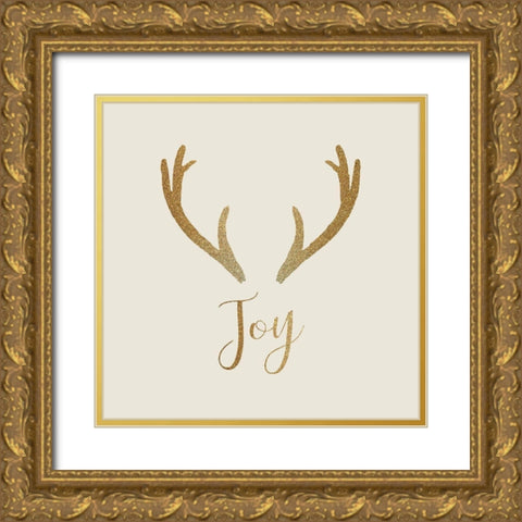 Joy Antler Gold Gold Ornate Wood Framed Art Print with Double Matting by Kimberly, Allen
