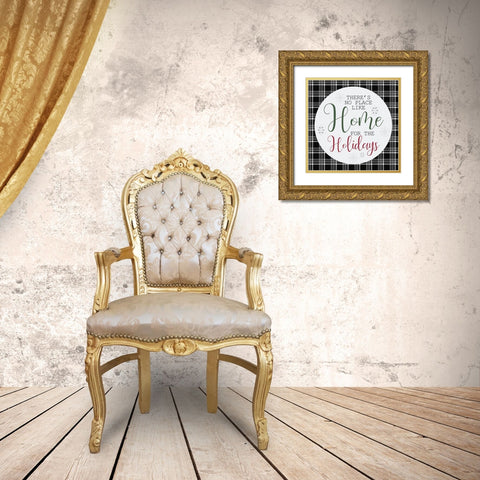 Home for the Holidays Plaid Gold Ornate Wood Framed Art Print with Double Matting by Kimberly, Allen