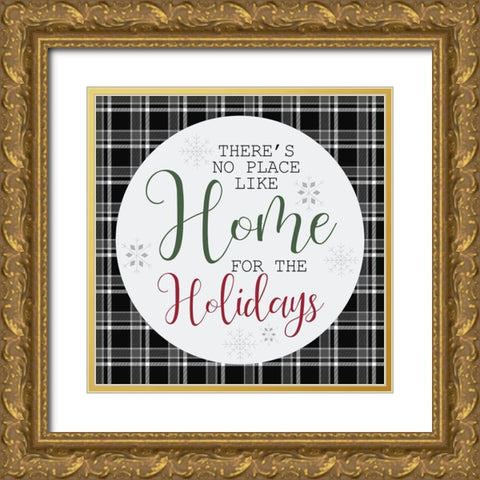 Home for the Holidays Plaid Gold Ornate Wood Framed Art Print with Double Matting by Kimberly, Allen