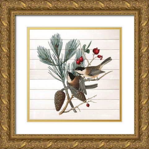 Winter Bird 1 Gold Ornate Wood Framed Art Print with Double Matting by Kimberly, Allen