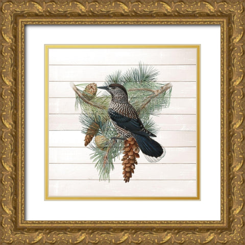 Winter Bird 3 Gold Ornate Wood Framed Art Print with Double Matting by Kimberly, Allen