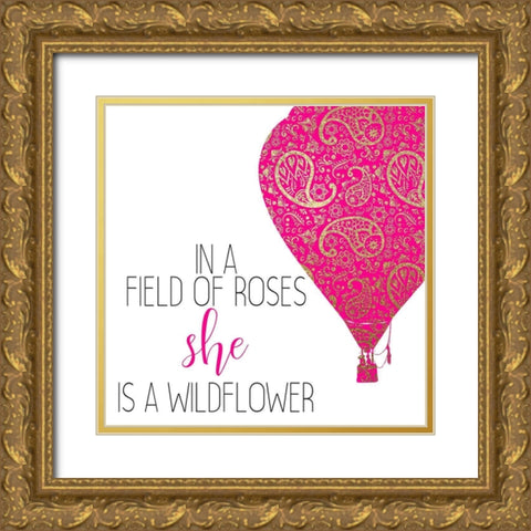 She is a Wildflower Gold Ornate Wood Framed Art Print with Double Matting by Kimberly, Allen