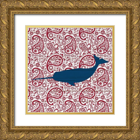 Whale Tail 2 Gold Ornate Wood Framed Art Print with Double Matting by Kimberly, Allen