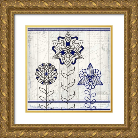 Henna Flower 1 Gold Ornate Wood Framed Art Print with Double Matting by Allen, Kimberly