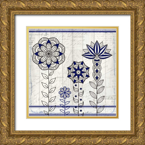 Henna Flower 2 Gold Ornate Wood Framed Art Print with Double Matting by Allen, Kimberly