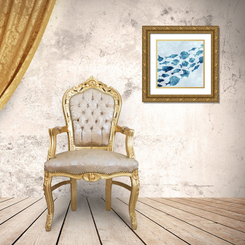 School of Fish 1 Gold Ornate Wood Framed Art Print with Double Matting by Kimberly, Allen
