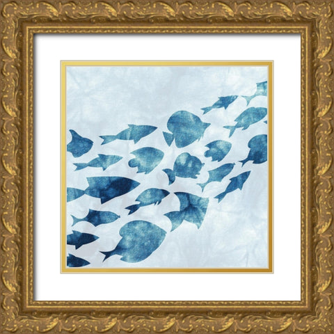 School of Fish 1 Gold Ornate Wood Framed Art Print with Double Matting by Kimberly, Allen