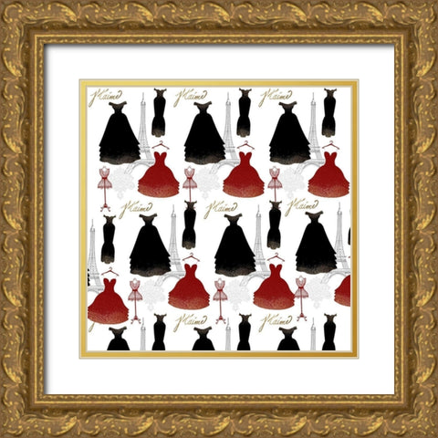 Paris Couture 2 Gold Ornate Wood Framed Art Print with Double Matting by Kimberly, Allen