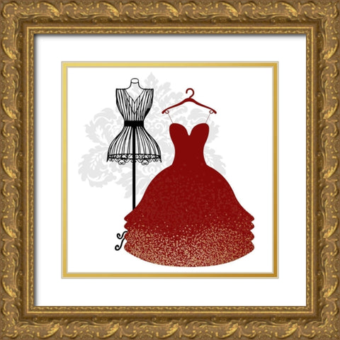 Paris Couture 3 Gold Ornate Wood Framed Art Print with Double Matting by Kimberly, Allen