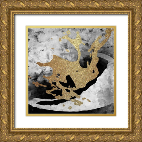 Gold Splash 1 Gold Ornate Wood Framed Art Print with Double Matting by Kimberly, Allen