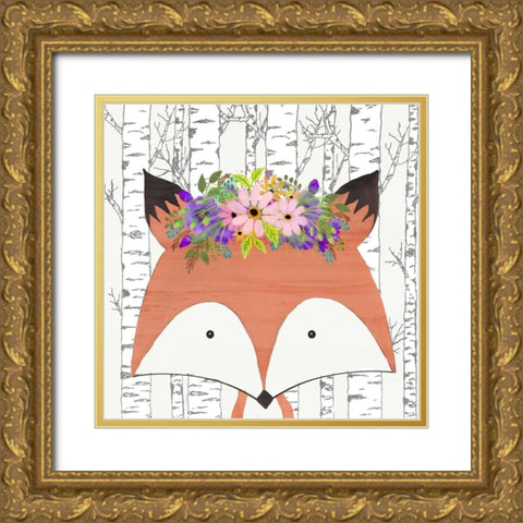 Woodland Animals 2 Gold Ornate Wood Framed Art Print with Double Matting by Kimberly, Allen