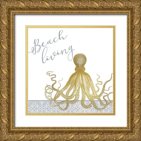 Azure Coastal 1 Gold Ornate Wood Framed Art Print with Double Matting by Kimberly, Allen