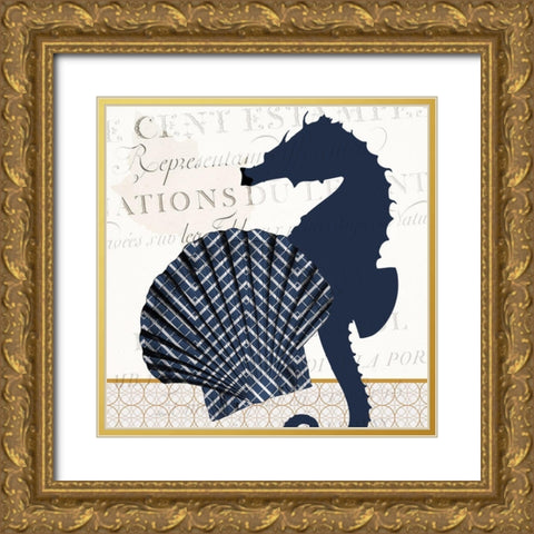 Navy Sea 1 Gold Ornate Wood Framed Art Print with Double Matting by Kimberly, Allen