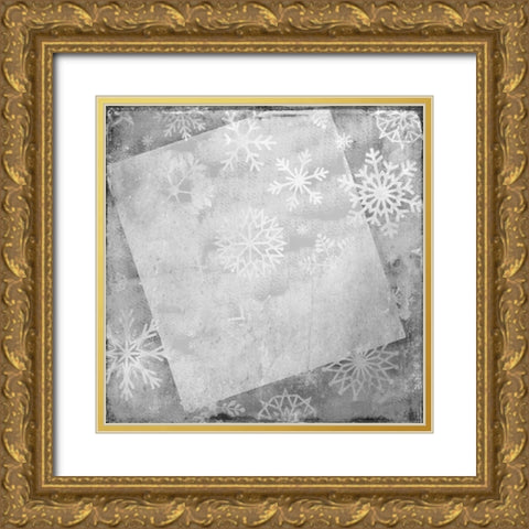 Snowflake Grey Gold Ornate Wood Framed Art Print with Double Matting by Allen, Kimberly
