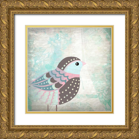 Paris Bird 1 Gold Ornate Wood Framed Art Print with Double Matting by Allen, Kimberly