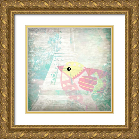 Paris Bird 2 Gold Ornate Wood Framed Art Print with Double Matting by Allen, Kimberly