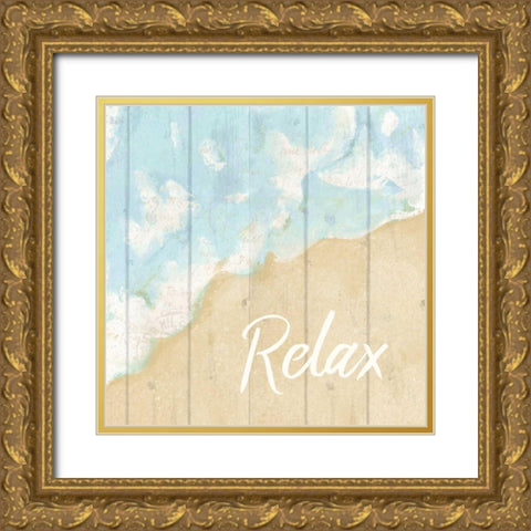 Seaside Relax Gold Ornate Wood Framed Art Print with Double Matting by Allen, Kimberly