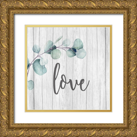 Love Faith Family 1 Gold Ornate Wood Framed Art Print with Double Matting by Allen, Kimberly