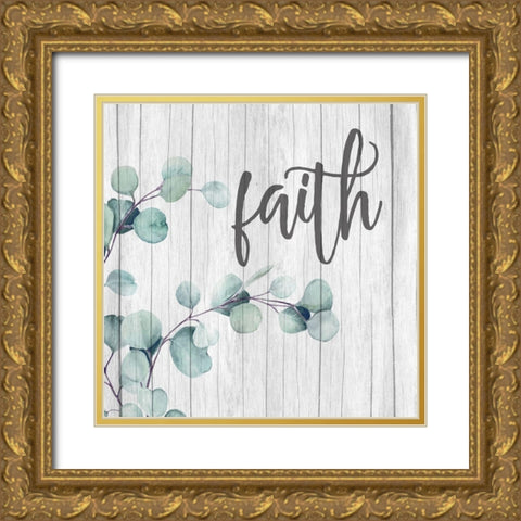 Love Faith Family 2 Gold Ornate Wood Framed Art Print with Double Matting by Allen, Kimberly