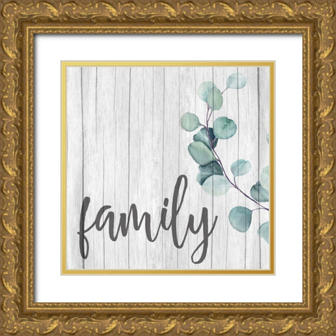 Love Faith Family 3 Gold Ornate Wood Framed Art Print with Double Matting by Allen, Kimberly