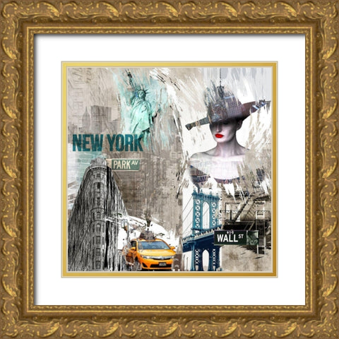 New York New York Gold Ornate Wood Framed Art Print with Double Matting by Allen, Kimberly