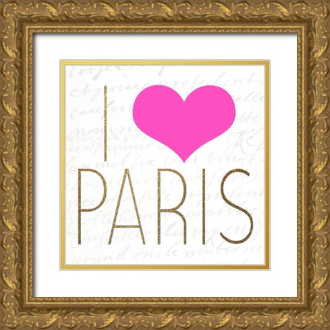 I LOVE Paris 2 Gold Ornate Wood Framed Art Print with Double Matting by Allen, Kimberly