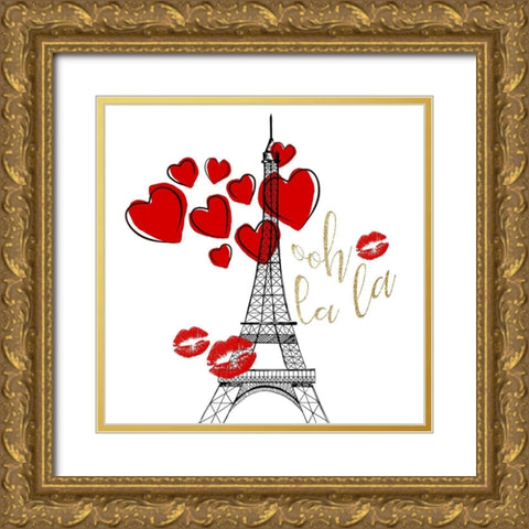 My Heart 1 Gold Ornate Wood Framed Art Print with Double Matting by Allen, Kimberly