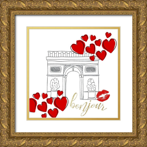 My Heart 3 Gold Ornate Wood Framed Art Print with Double Matting by Allen, Kimberly