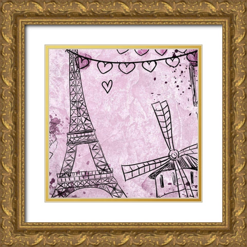 Paris Idea 2 Gold Ornate Wood Framed Art Print with Double Matting by Allen, Kimberly
