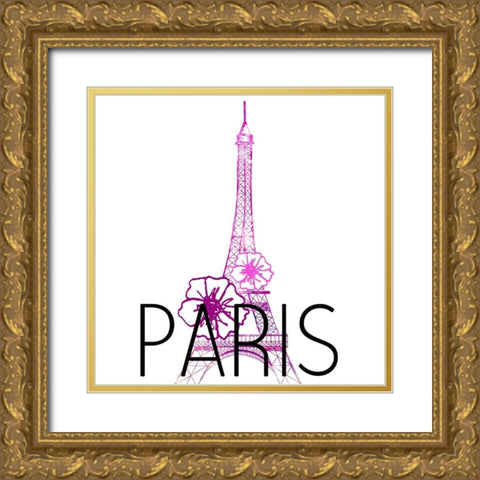 In Paris 1 Square Gold Ornate Wood Framed Art Print with Double Matting by Allen, Kimberly