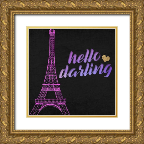 Love 2 Gold Ornate Wood Framed Art Print with Double Matting by Allen, Kimberly