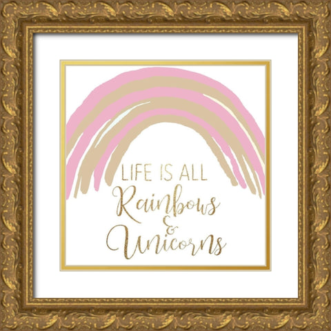 Life is all Unicorns 2 Gold Ornate Wood Framed Art Print with Double Matting by Allen, Kimberly
