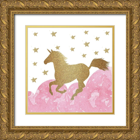 Life is all Unicorns 3 Gold Ornate Wood Framed Art Print with Double Matting by Allen, Kimberly