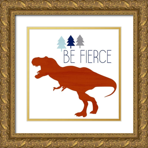 Brave Dino 3 Gold Ornate Wood Framed Art Print with Double Matting by Allen, Kimberly