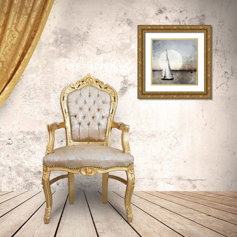 Moonlight Sail Gold Ornate Wood Framed Art Print with Double Matting by Allen, Kimberly