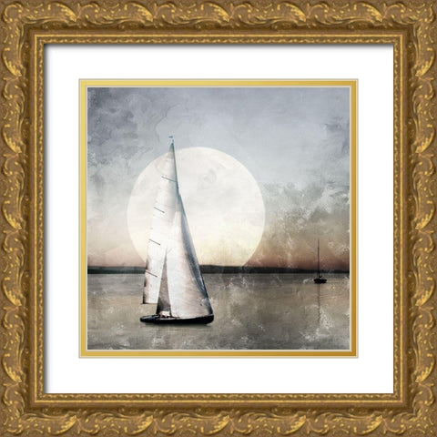 Moonlight Sail Gold Ornate Wood Framed Art Print with Double Matting by Allen, Kimberly
