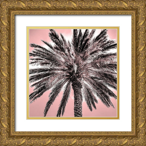 Under the Palm Pink Gold Ornate Wood Framed Art Print with Double Matting by Allen, Kimberly