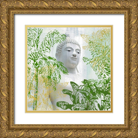 Buddha Palms Gold Ornate Wood Framed Art Print with Double Matting by Allen, Kimberly