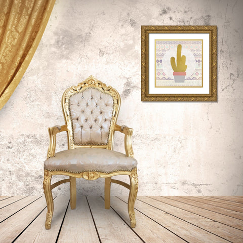 Ethnic Cactus 1 Gold Ornate Wood Framed Art Print with Double Matting by Allen, Kimberly